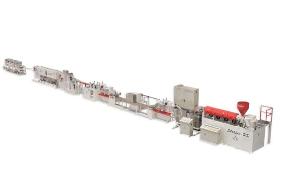 เครื่องผลักดันเข็มขัดบรรจุ PET สกรูเดียว เครื่องควบคุม PLC 800kg/H